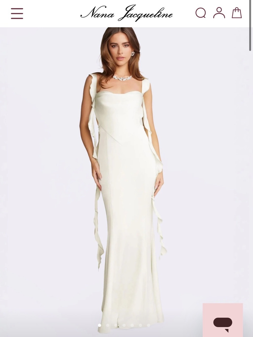 Nana Jacqueline Cream Satin Maxi Dress with Tie-Back Details